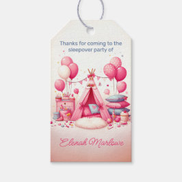 Princess Teepee & Pillows Slumber Födelsedagsfest Presentetikett