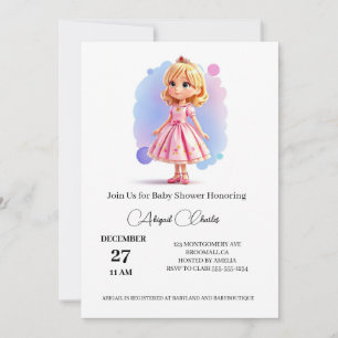 Princess Tema babyduschkort Inbjudningar
