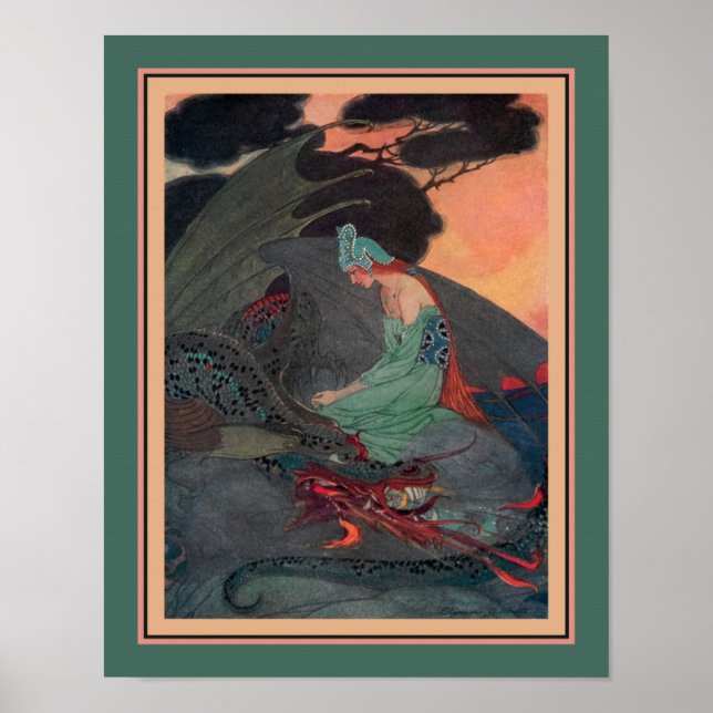 "Princess & the Dragon" ca. 1920 av Elenore Abbott Poster (Framsidan)