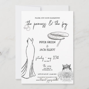 Princess & the Frog - B&W - Par Shower Inbjudan