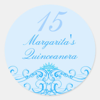 Princess Tiara Blue Quinceanera Sticker Runt Klistermärke