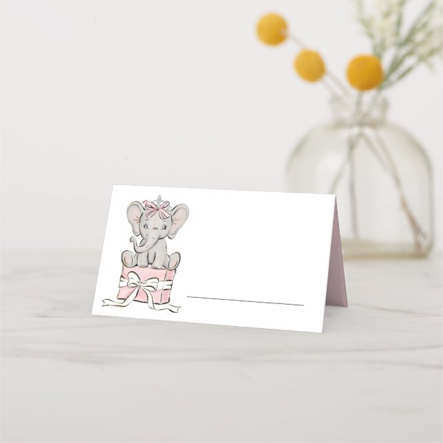 Princess Tiara Elephant Rosa Girl Girl Girl Girl B Placeringskort (Framsida)