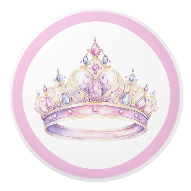 Princess Tiara Girl's Ceramic Knob Knopp (Framsidan)