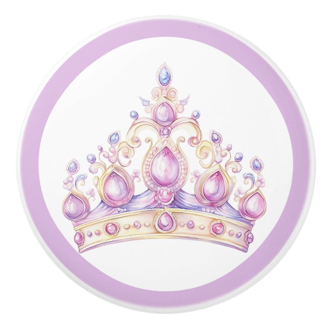 Princess Tiara Girl's Ceramic Knob Knopp (Framsidan)