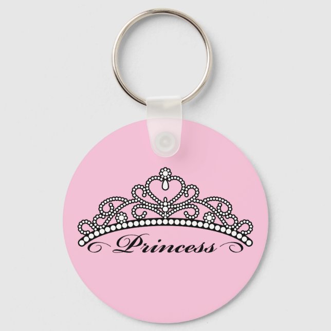 Princess Tiara Keychain (rosans bakgrund) Nyckelring (Framsida)
