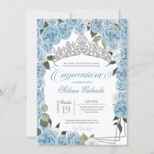 Princess Tiara Light Blue Ro V2 Quinceanera Inbjudningar