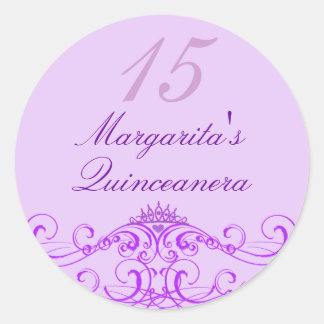 Princess Tiara Lila Quinceanera Sticker Runt Klistermärke
