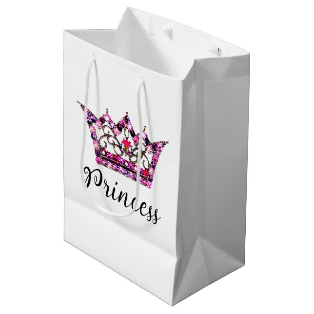 "Princess" Tiara Medium Gift Bag (Framsidan Vinklad)