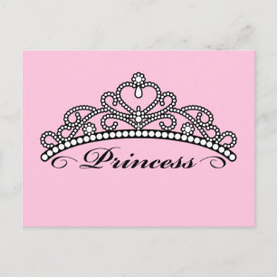 Princess Tiara Postcard (rosa bakgrund) Vykort