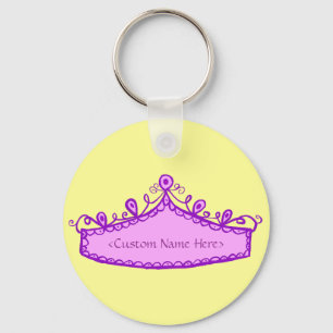Princess Tiara Rosa Krona Custom Name Keychain Nyckelring