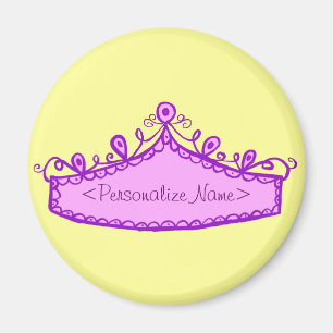 Princess Tiara Rosa Krona Custom Name Magnet