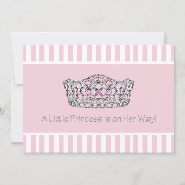Princess Tiara Rosa Princess Girl Baby Shower Inbjudningar (Framsida)