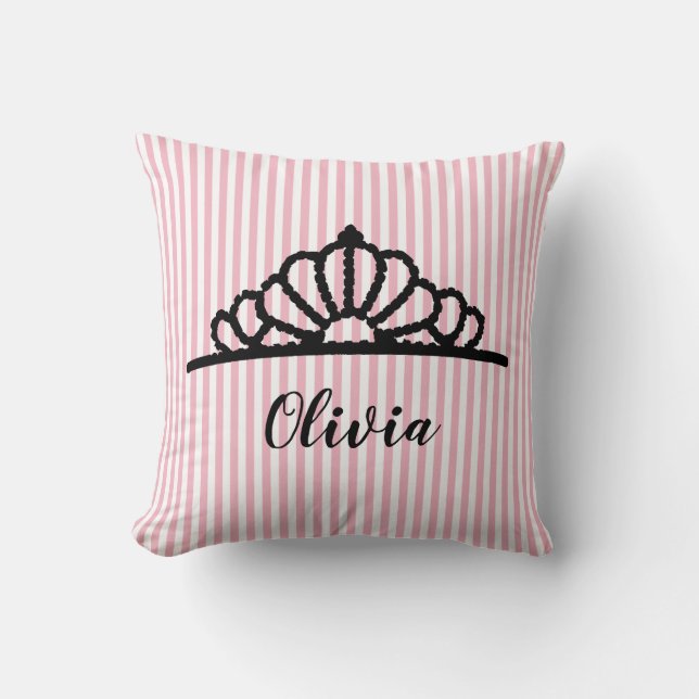 Princess Tiara Rosa Rand Personlig Pillow Kudde (Framsida)