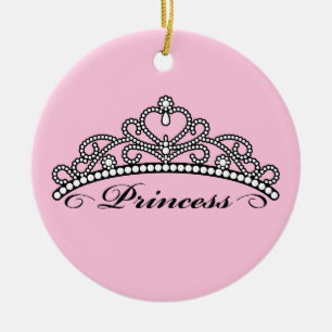 Princess Tiara Smycka (rosa bakgrund) Julgransprydnad Keramik