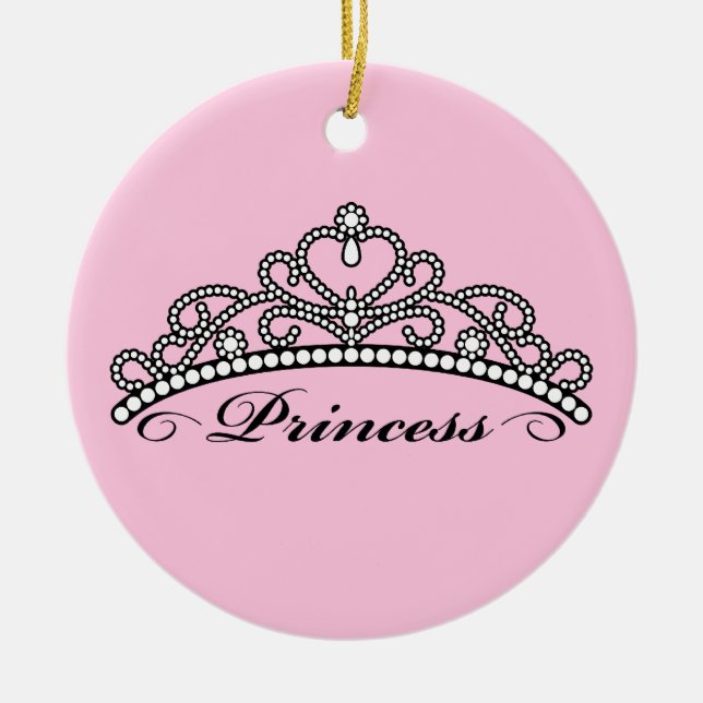 Princess Tiara Smycka (rosa bakgrund) Julgransprydnad Keramik (Framsidan)