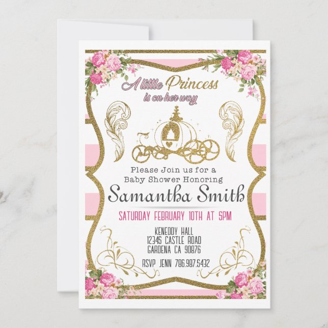Princess-transport Baby Shower-inbjudan Inbjudningar (Framsida)