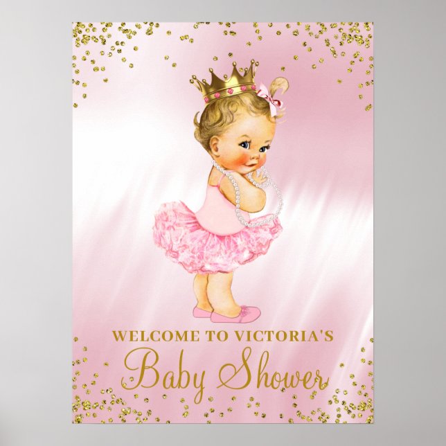 Princess Tutu Baby Shower Välkomstskylt Blonde Poster (Framsidan)