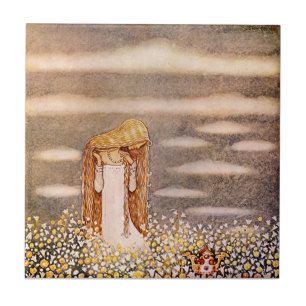 "Princess Tuvstarr" John Bauer Watercolor Kakelplatta