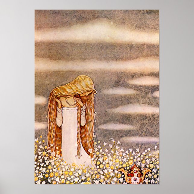 "Princess Tuvstarr" John Bauer Watercolor Poster (Framsidan)