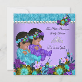 Princess Twin Baby Shower Teal Blue Lila Inbjudningar