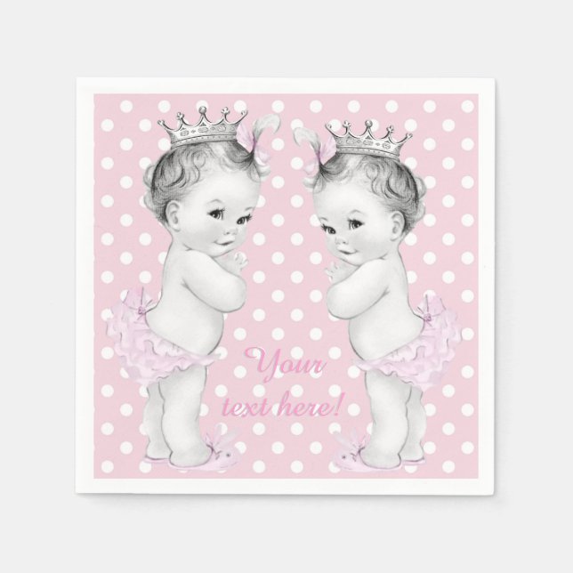 Princess Twin Girl Shower Pappersservett (Framsidan)