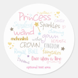 PRINCESS Typografi Födelsedagsfest Anpassad Kliste Runt Klistermärke