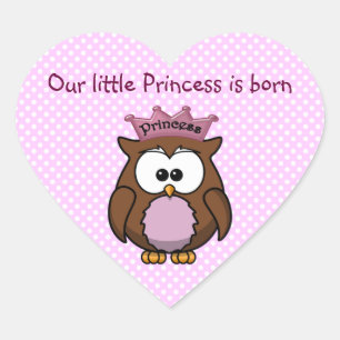 Princess uggla hjärtformat klistermärke