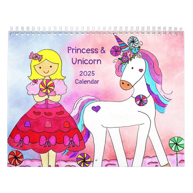 Princess & Unicorn 2025 Calendar 3 Kalender (Omslag)