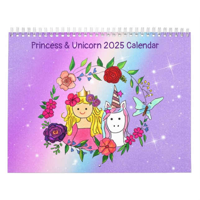 Princess & Unicorn 2025 Calendar 4 Kalender (Omslag)