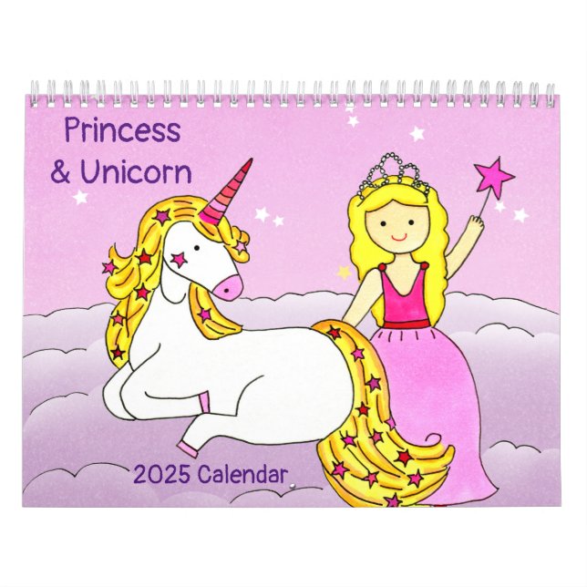 Princess & Unicorn 2025 Calendar Kalender (Omslag)