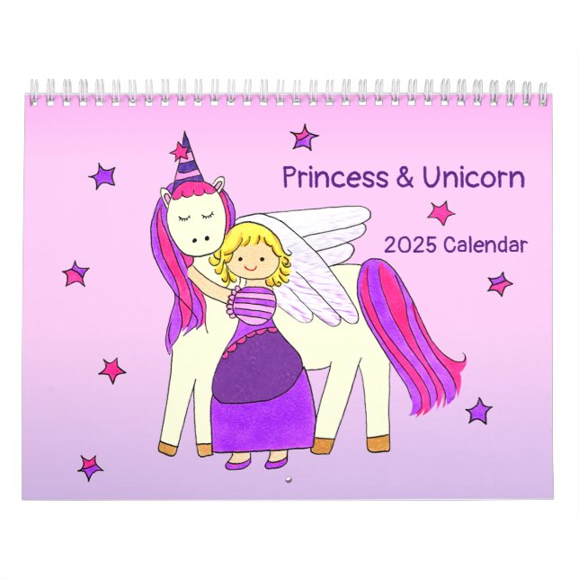 Princess & Unicorn 2025 Calendar Kalender (Omslag)