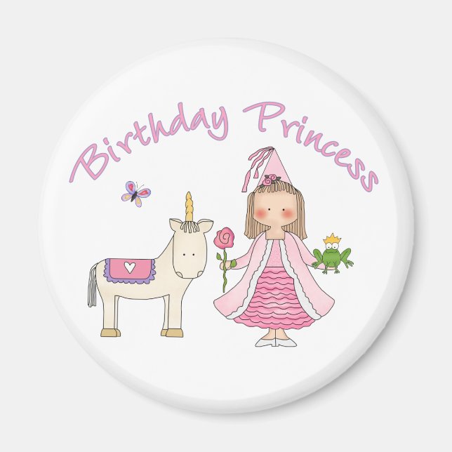 Princess Unicorn Birthday Girl Magnet (Framsidan)