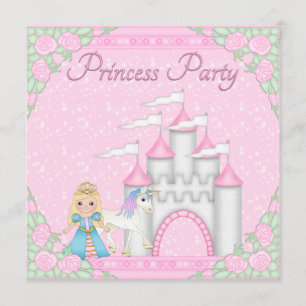 Princess, Unicorn & Castle Rosa Princess Party Inbjudningar