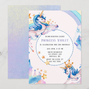 Princess Unicorn Castle, tionde Födelsedagsfesten Inbjudningar