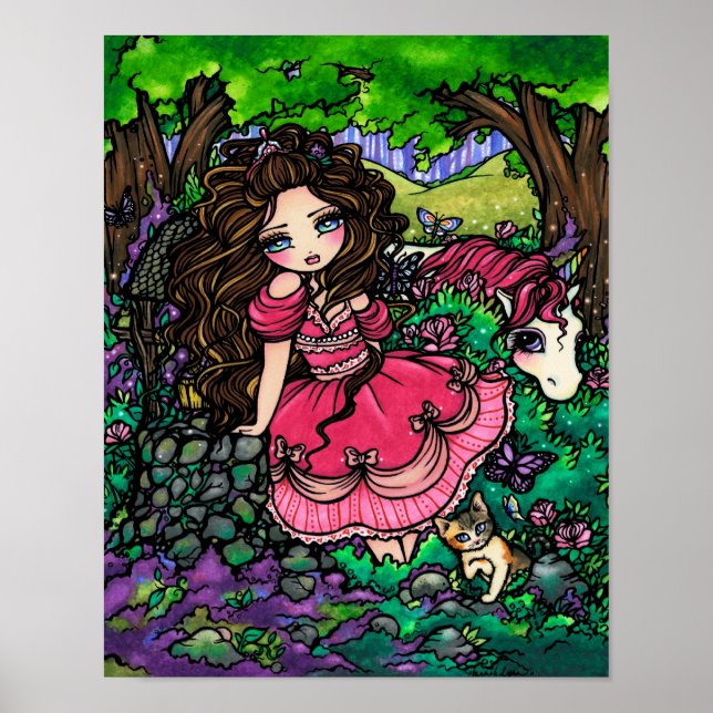 Princess & Unicorn Fantasy Art Poster Hannah Lynn (Framsidan)