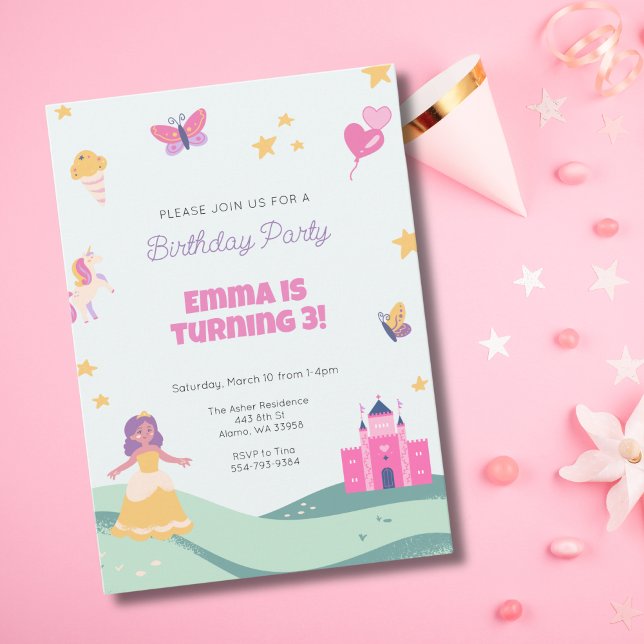 Princess Unicorn Födelsedagsfest inbjudan (Skapare uppladdad)