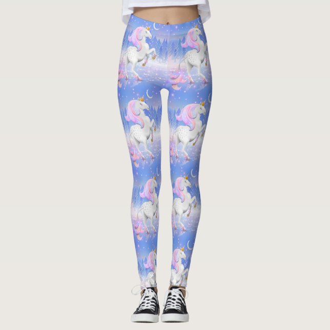 Princess Unicorn Forest Scene Leggings (Framsida)