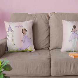 Princess Unicorn Mörk Hair Lila Cute Kudde