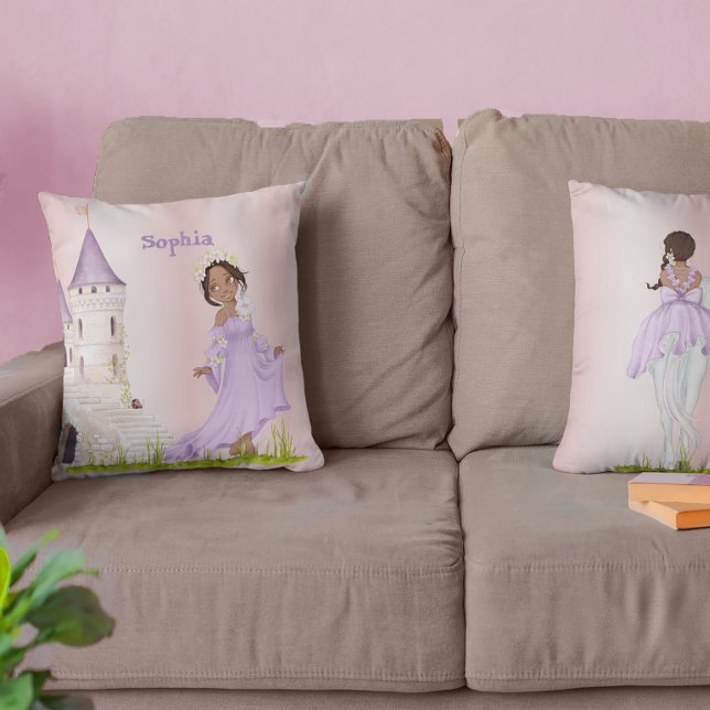 Princess Unicorn Mörk Hair Lila Cute Kudde (Skapare uppladdad)