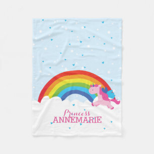 Princess Unicorn och regnbåge Fleecefilt