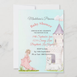 Princess Unicorn Rosa Blue Flicka Shower Invi Inbjudningar