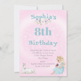 Princess Unicorn Stars Rosa Cute Age Birthday Inbjudningar