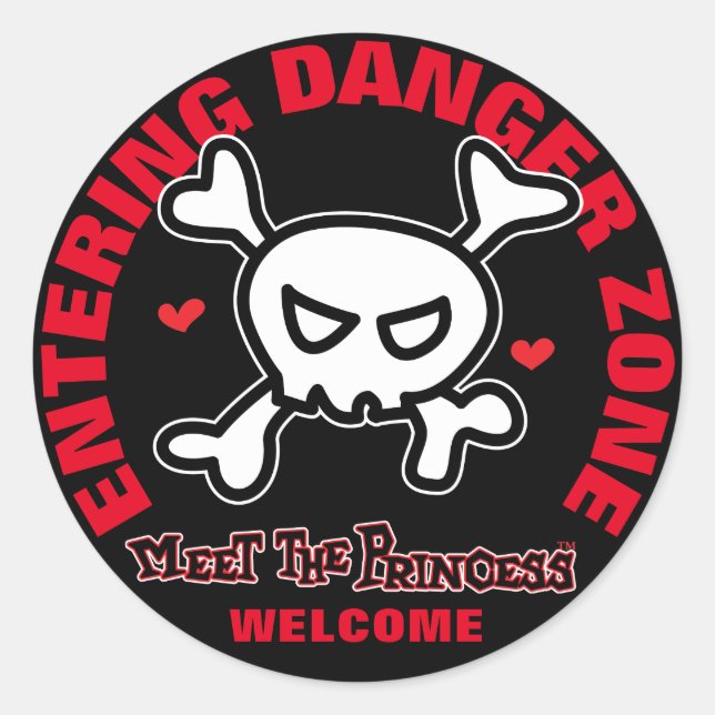 Princess Warning Runt Klistermärke (Framsida)