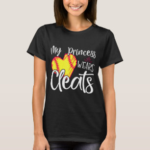 Princess Wears Cleats Softball Mamma Pappa Basebal T Shirt