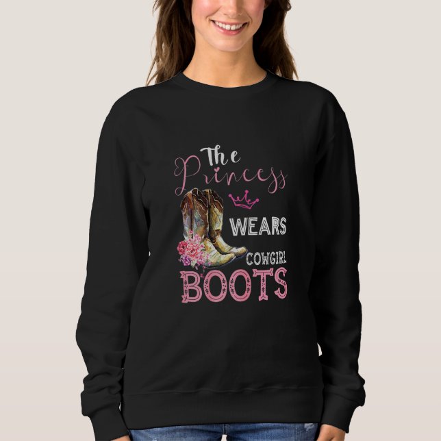 Princess wears cowgirl boots cowgirl design t shirt (Framsida)