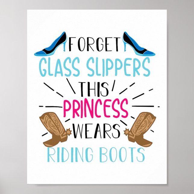 Princess Wears Riding Boots Coola Horse Riders Fun Poster (Framsidan)