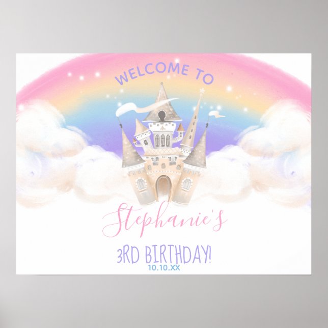 Princess Welcome Sign med Pastel Rainbow Poster (Framsidan)