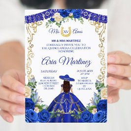 Princess White Navy Ro Mis Quince-inbjudan Inbjudningar