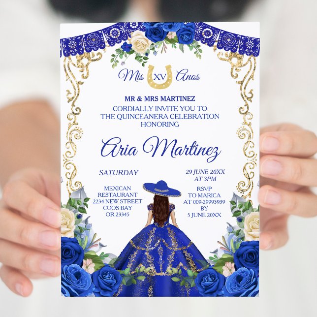 Princess White Navy Ro Mis Quince-inbjudan Inbjudningar (Skapare uppladdad)