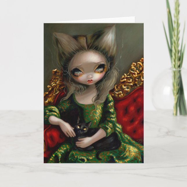 "Princess with a Black Cat"-hälsningskort Kort (Framsida)